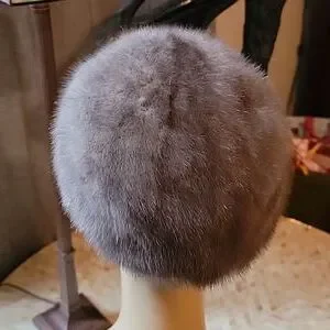 French Room | Accessories | Mink Silverblue Pillbox Hat Vtge 